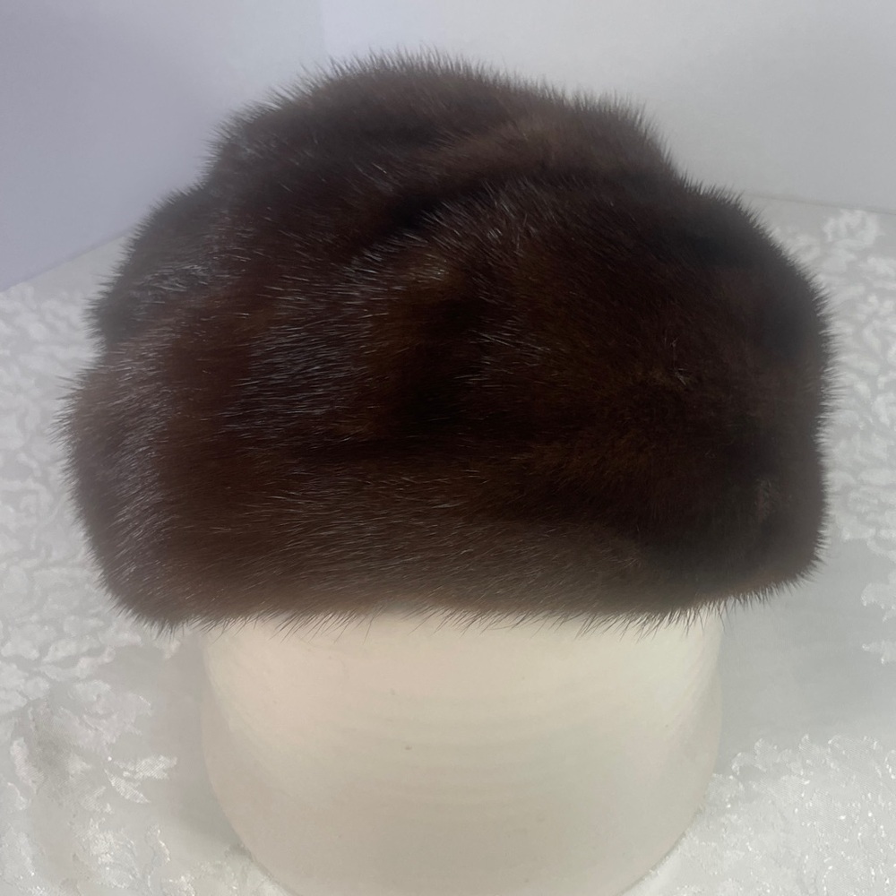 VINTAGE Brown Fur Women's Hat Maybe Mink. No Tags. I small flaw in lining Beret - Picture 2 of 8